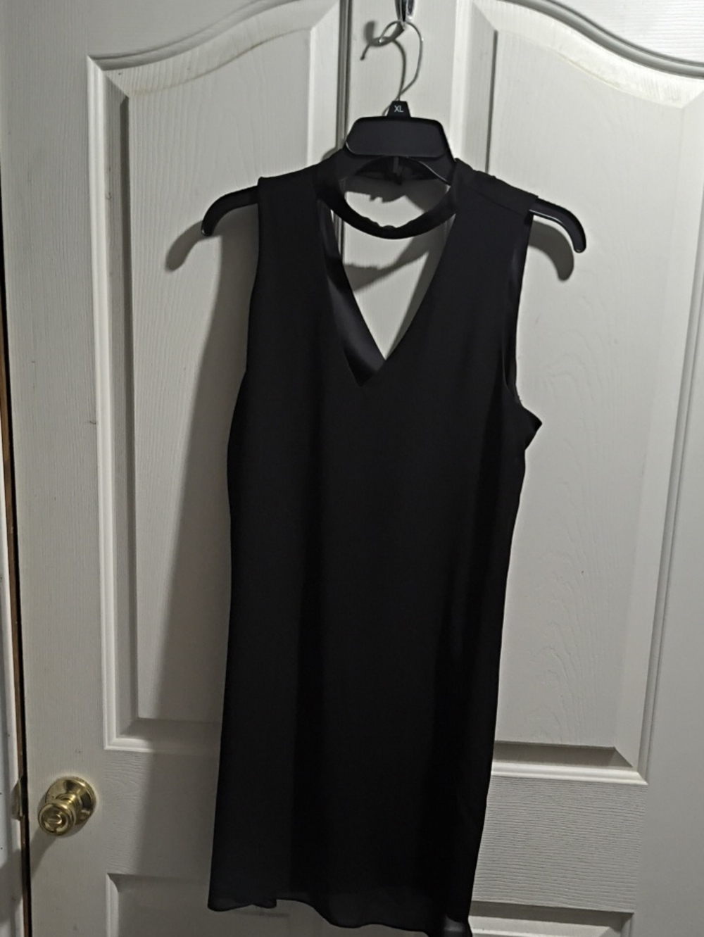 by & by Black Sleeveless V-Neck Mini Dress with Choker Detail